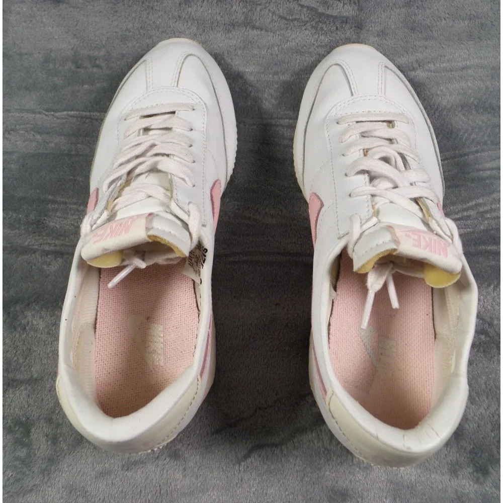 Vintage Nike Shoes Womens Size 9 White Pink‎ Cortez Sneakers Leather Y2K